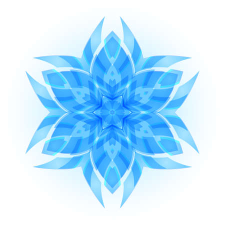 Light blue hexagonal snowflake. Symmetry. White background.のイラスト素材