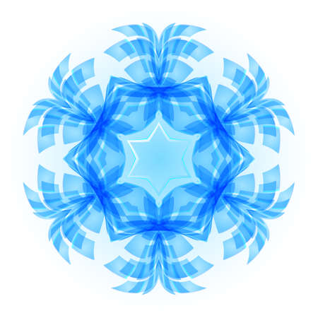 Patterned blue snowflake with the white background.のイラスト素材