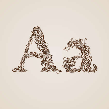 Handsomely decorated letter A in upper and lower case.のイラスト素材