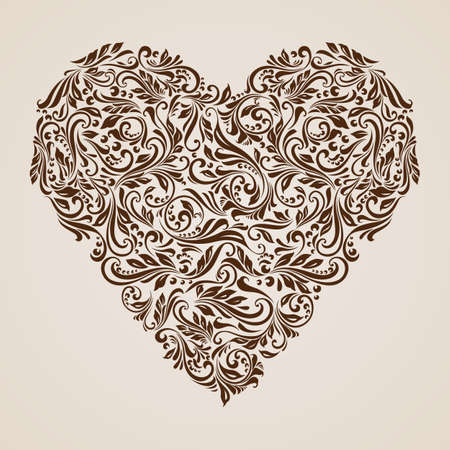 Decorative hearts of the rich brown ornamentのイラスト素材