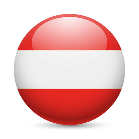 Flag of Austria as round glossy icon. Button with Austrian flagのイラスト素材