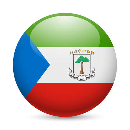 Flag of Equatorial Guinea as round glossy icon. Button with flag designのイラスト素材