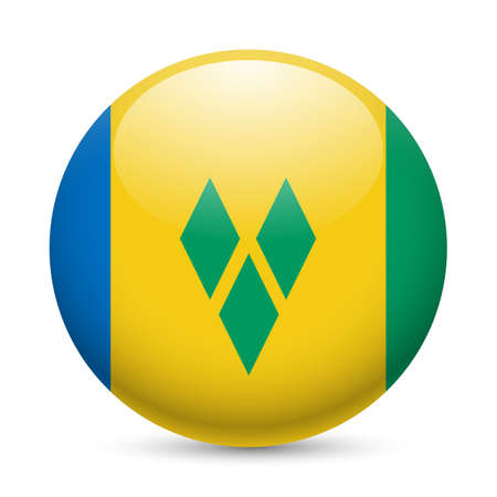 Flag of Saint Vincent and the Grenadines as round glossy icon. Button with flag colorsのイラスト素材