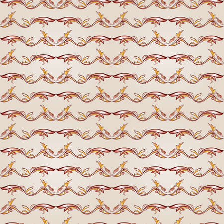 Patterns in the form of gorizontal vines abstact trees on a light beige backgroundのイラスト素材