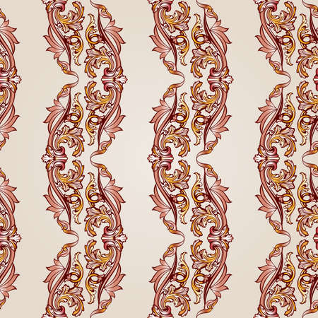 Patterns wavy lines in the form of vines abstact trees on a light beige backgroundのイラスト素材