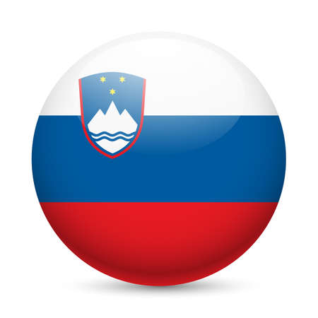 Flag of Slovenia as round glossy icon. Button with Slovene flagのイラスト素材