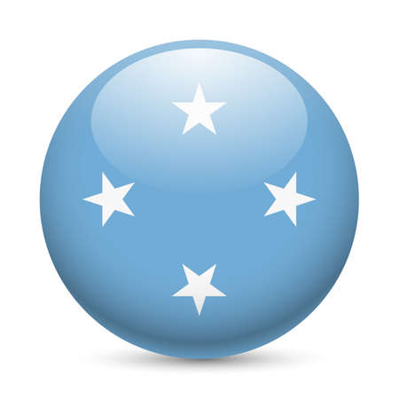 Flag of Federated States of Micronesia as round glossy icon. Button with flag designのイラスト素材