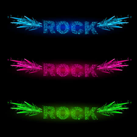 Rock star soars on the wings of music on the waves. Blue, rose, greenのイラスト素材