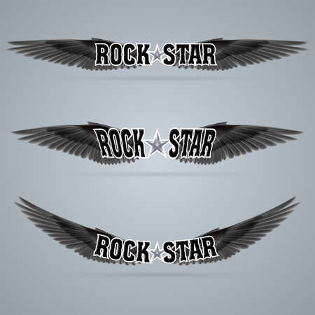 Rock star soars on the black wings of music on the wavesのイラスト素材