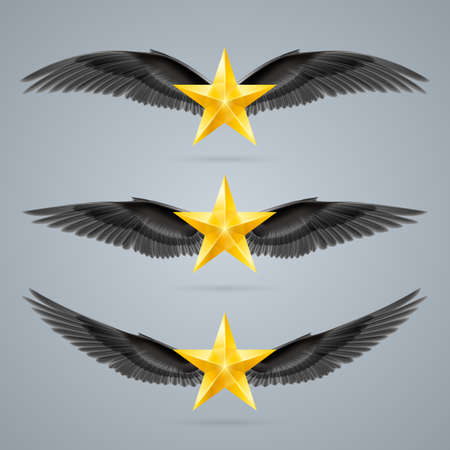Gold rock stars soars on the wings of music on the wavesのイラスト素材