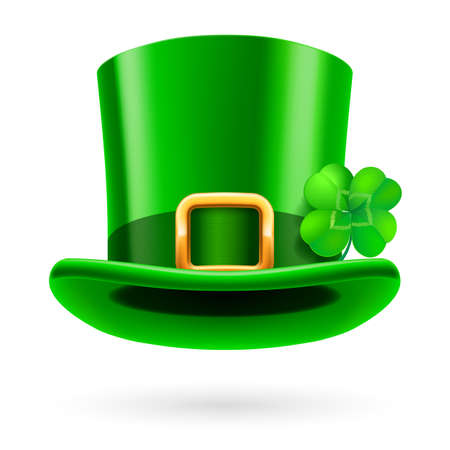 Green tall hat in St. Patrick Day on a white backgroundのイラスト素材