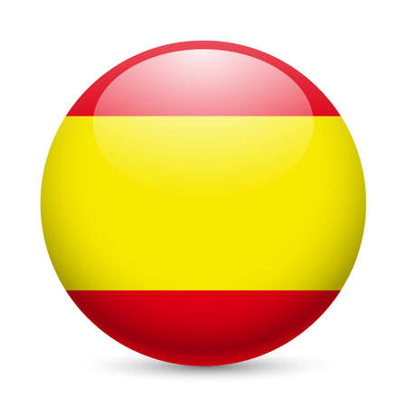 Flag of Spain as round glossy icon. Button with Spanish flagのイラスト素材