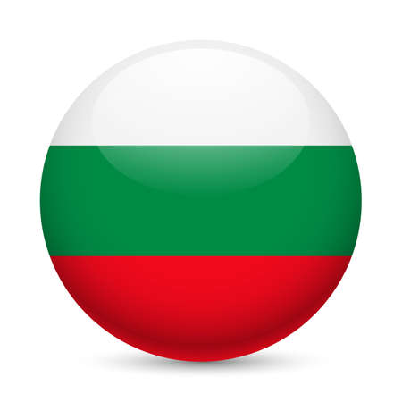Flag of Bulgaria as round glossy icon. Button with Bulgarian flagのイラスト素材