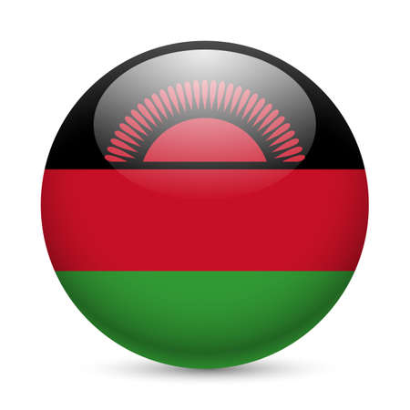 Flag of Malawi as round glossy icon. Button with Malawian  flagのイラスト素材