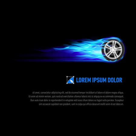 Background with wheel in blue flame for your designのイラスト素材