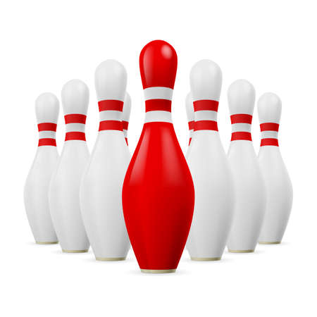 Triangle of white skittles. First skittle is red.のイラスト素材