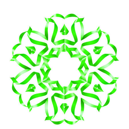 Green flower with six petal of swirled ribbons on white backgroundのイラスト素材