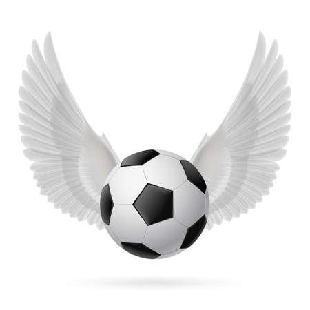 Realistic soccer ball emblem with white wingsのイラスト素材