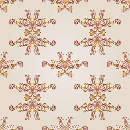 Curve symmetrical beige patterns on the light background.のイラスト素材
