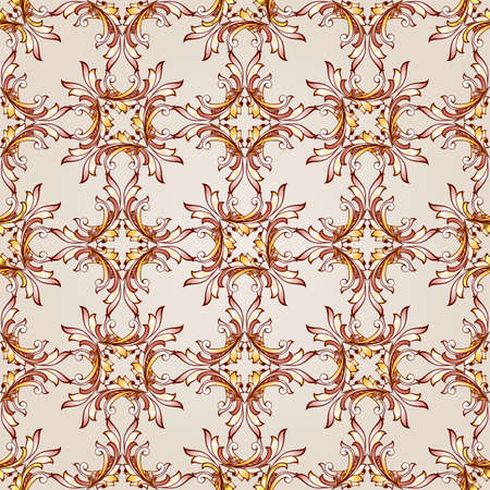 Seamless pattern of brown henna on beige backgroundのイラスト素材