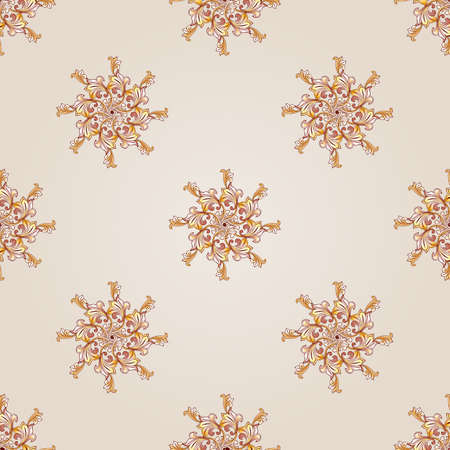 Seamless floral  same elements of brown henna on beige background