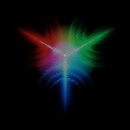 Multicolor dots digital in form star  on  black backgroundのイラスト素材