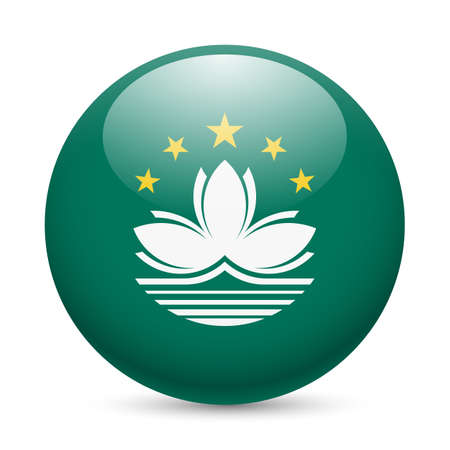 Flag of Macau as round glossy icon. Button with flag designのイラスト素材