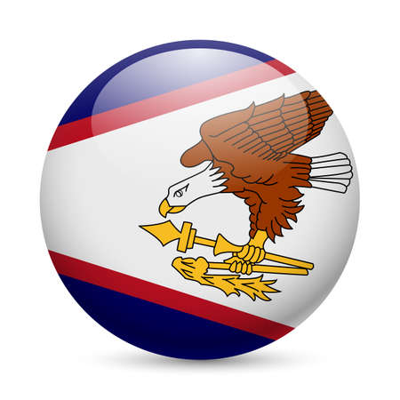 Flag of American Samoa as round glossy icon. Button with flag designのイラスト素材