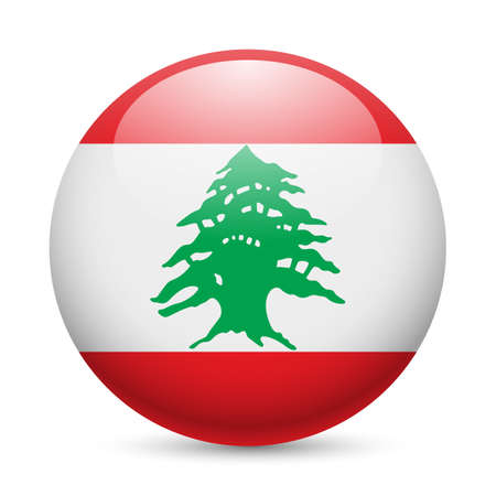 Flag of Lebanese Republic as round glossy icon. Button with flag designのイラスト素材