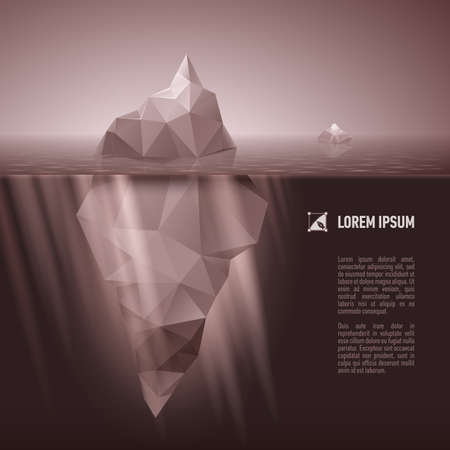 Dark grey iceberg drifting in the sea.のイラスト素材