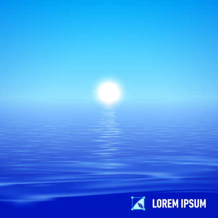 Sunshine over deep blue water surface, split viewのイラスト素材