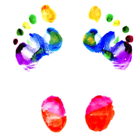 Footprints of feet painted in colors of the rainbow のイラスト素材