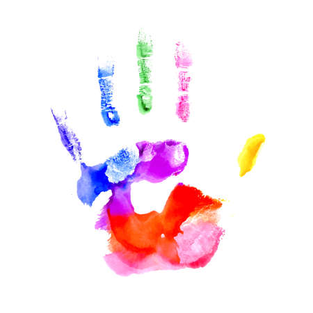 Hand painted in colors of the rainbow on white backgroundのイラスト素材