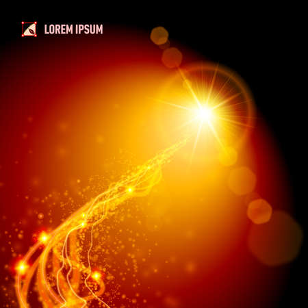 Twisted  energy beams coming from a distant yellow star のイラスト素材