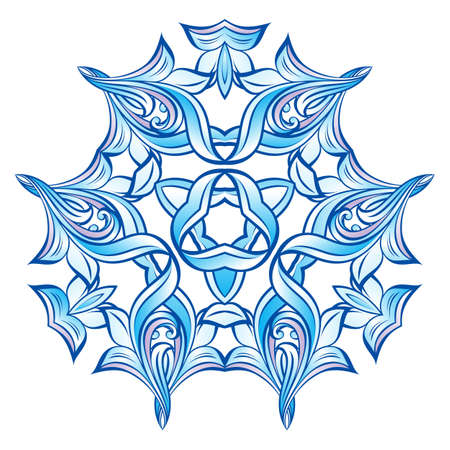 Abstract illustration of blue  snowflake on a white background -xsmas winter designのイラスト素材