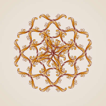 Circular vector element  in brown on beige background , EPS10のイラスト素材