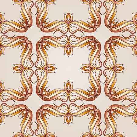 Brown-yellow seamless vector pattern on beige background  for webpage or ceramic tilesのイラスト素材