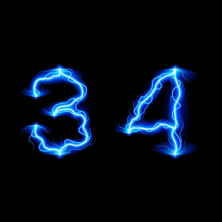 Numbers 3 and 4 in lighting styleのイラスト素材