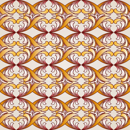 Saturated ornate seamless abstract floral pattern in shades of golden