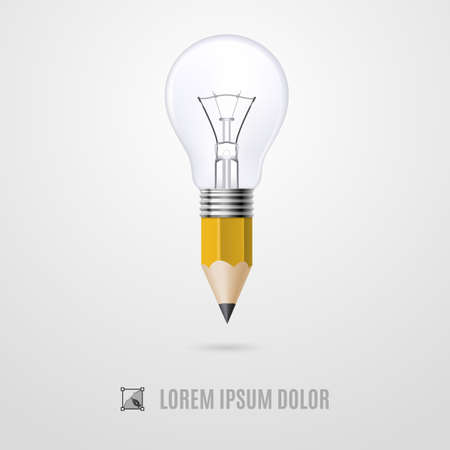 Lead pencil with light bulb on its top. Creativity and idea conceptのイラスト素材
