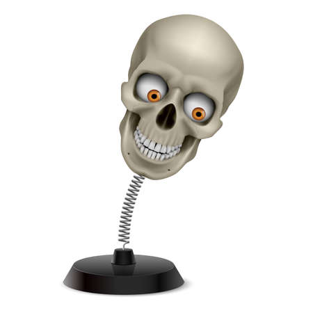 Table souvenir with grinning human skull on springのイラスト素材