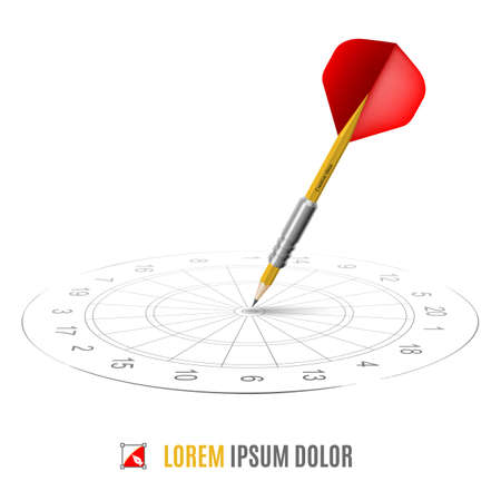 Lead pencil in form of dart in the center of targetのイラスト素材