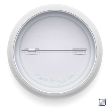 White badge template for your design. Back side with pin