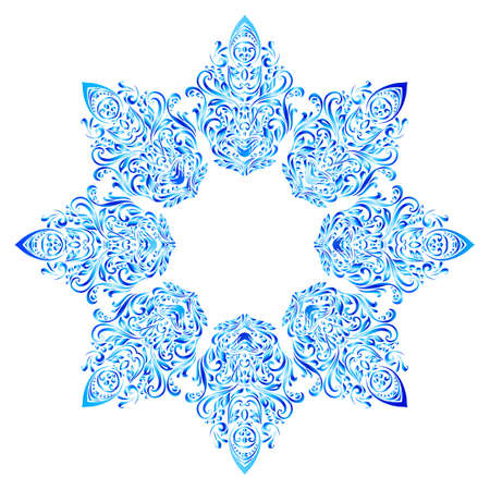 Stylized snowflake made of elegant floral patternのイラスト素材