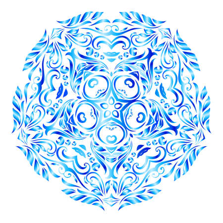 Beautiful blue snowflake made of elegant floral ornamentのイラスト素材
