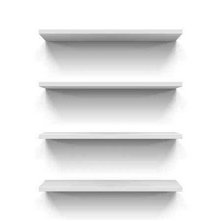 Set of four bookshelves on the white wallのイラスト素材