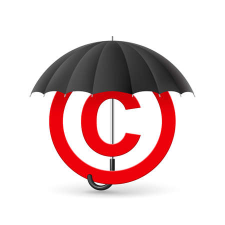 Red icon of copyright under black umbrellaのイラスト素材