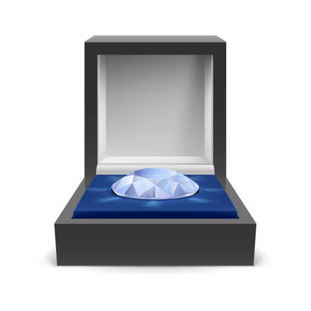 Open box for jewelry with diamond inside on a white backgroundのイラスト素材