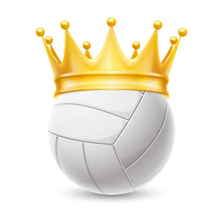 Gold crown on a volleyball ball isolated on whiteのイラスト素材