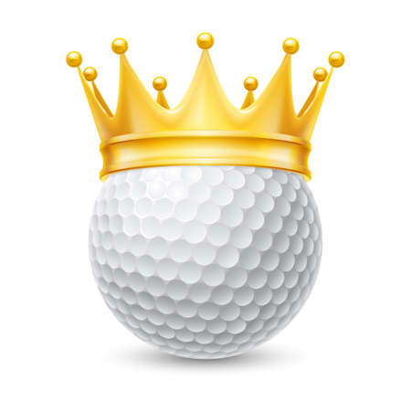 Golden crown on the golf ball isolated on whiteのイラスト素材